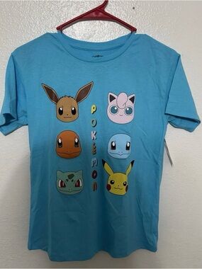 Pokémon Girls Short Sleeve T-Shirt, Pikachu, Eevee, Charmander Size-L(10-12)